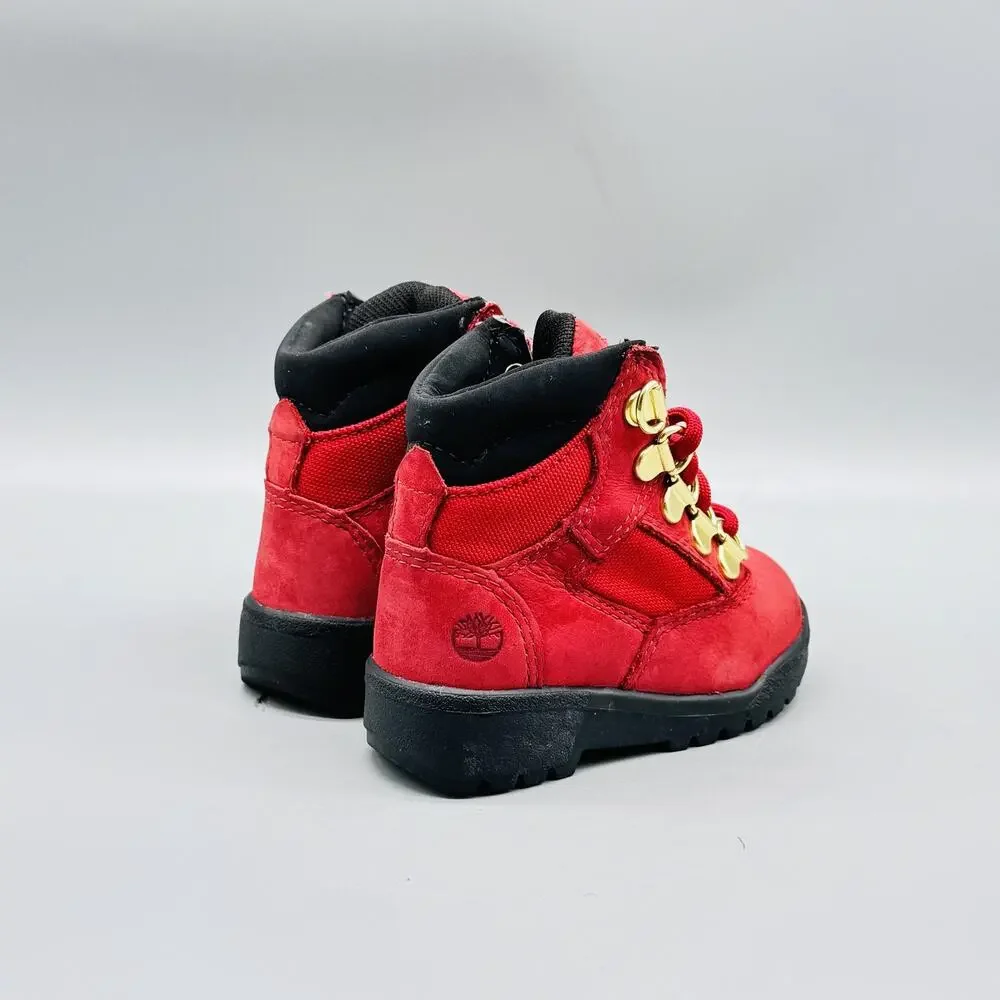 Timberland Boots Toddler Girls Boys 5 Red Suede Field Hiking Ankle Lace Up Shoes